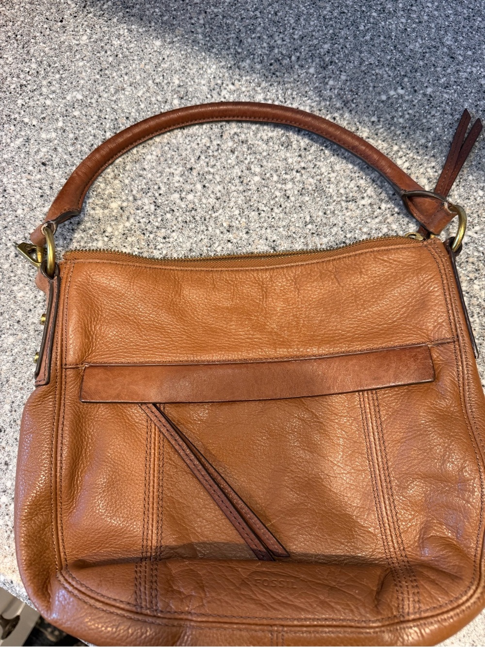 Vintage Fossil Brown Leather Shoulder Bag